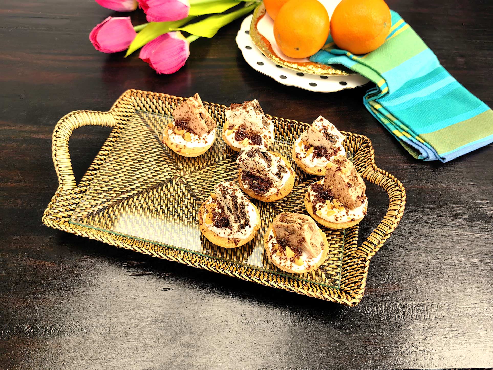 Rectangular Serving Glass Tray With Handles