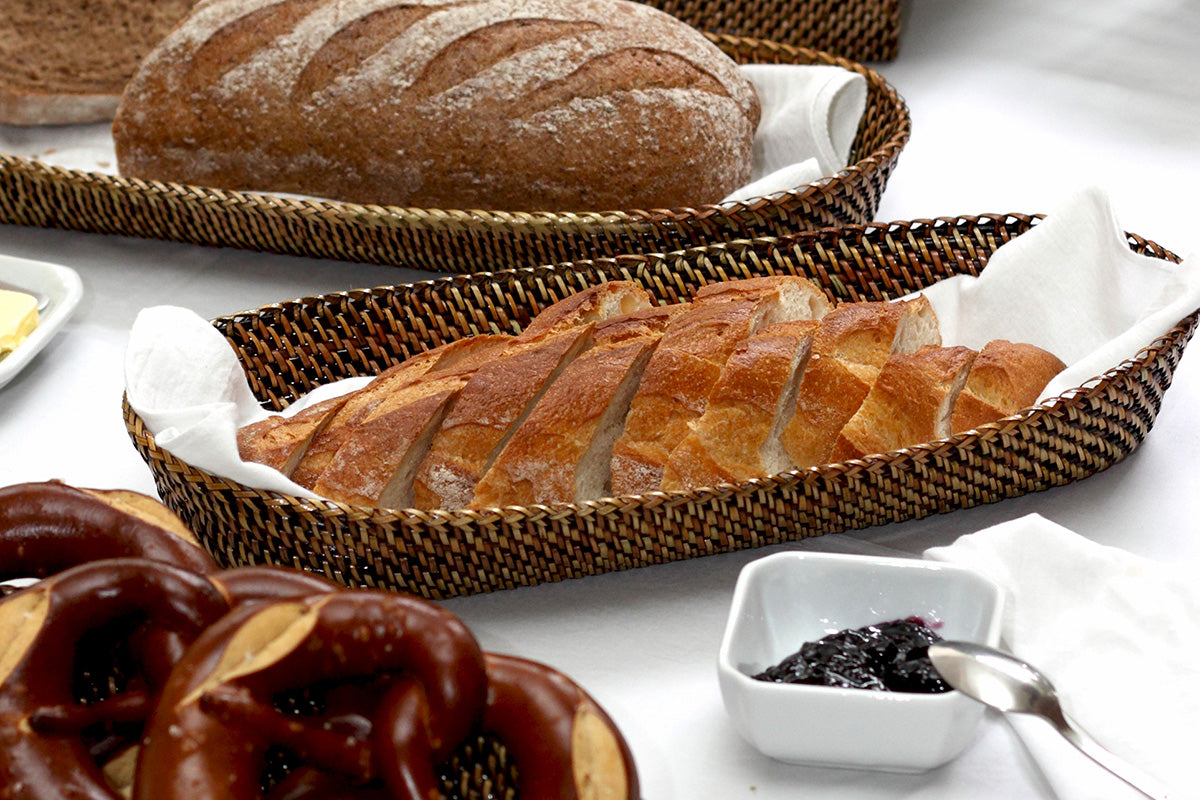 Oval Bread Basket with Caterpillar, Medium