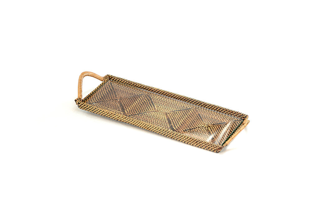 Slim Rectangular Serving Tray with Glass, Small