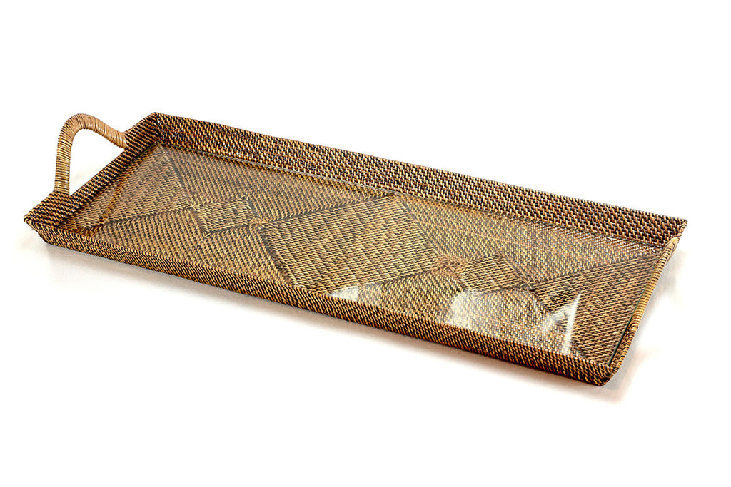 Rectangular Charcuterie Tray with Glass, Reinforced With Wrought Iron