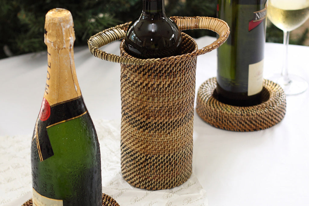 Wine Holder with Wrapped Handles